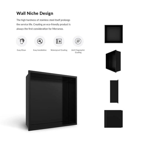Brushed Stainless Steel Shower Niche With No Tiling Required, Recessed Bathroom Storage, 12 By 12 By 4 Inches, Waterproof And Leakproof Organizer
