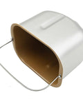 Rectangle Bread Machine Baking Bucket For Two Pound Loaf Dough Dead Simple Twist Lock Design Heavy Duty Kitchen Workhorse that handles daily grind, showing interior and metal handle.