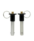 Top Shelf Quick Release Pin Button Handle Ball Lock Plunger Slot Indexing Plunger Durable Stainless Steel Hardware, two locking pins with rings.