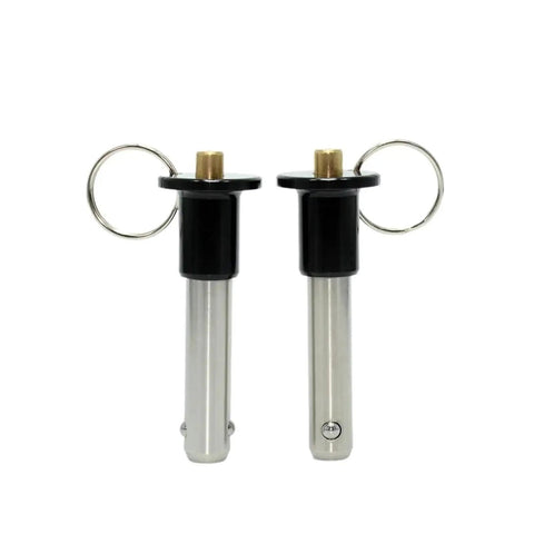 Top Shelf Quick Release Pin Button Handle Ball Lock Plunger Slot Indexing Plunger Durable Stainless Steel Hardware, two locking pins with rings.