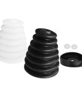 2 Pack Electric Drill Dust Collector With Spacious Debris Catching Bowl For Drywall And Masonry Ceiling Work showing black and white silicone bowls.