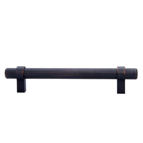Oil Rubbed Bronze Straight Bar Cabinet Pull 6.63 Inch Length, 5 Inch Hole Center, 1.32 Inch Projection, 10 Pack, front view