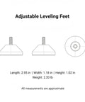 Heavy Duty Adjustable Leveling Feet With Rubber Base To Kill Wobble On Uneven Floors Precise Threaded Height Adjustment side and top views.