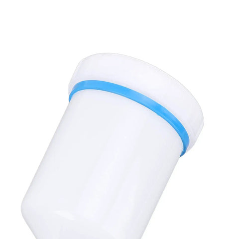 This Savage HVLP Spray Gun Slays On Cabinets And Cars With A 600ml Cup, showcasing a white reservoir with blue ring.