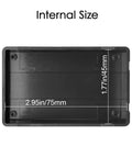 Internal view of 5 Pack Plastic Project Boxes Junction Case For Electronics Black External 3.1 In X 2.0 In X 1.0 In Internal 2.95 In X 1.77 In X 0.79 In Durable DIY Electronics Enclosure For Small Projects showing dimensions