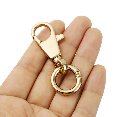 Top Tier Heavy Duty Double Opening Snap Hooks With Smooth Swivel Lobster Clasp Keychain Clip Gold Hardware in hand
