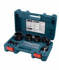 Heavy Duty 11 Piece Diamond Hole Saw Assorted Set For Concrete And Tile in a rugged carry case with various sizes of hole saws.