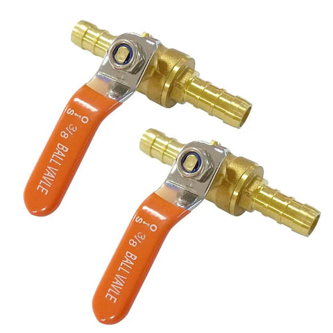 Pair of Three Eighths Inch PEX Brass Ball Valve For Cold And Hot Water Push To Connect No Tools Needed Solder Free Install