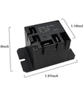 AZ2280 1A 12DF Pack Of 2 Mini Power Electromechanical Relay 12V AC 30A SPST NO, black relay with dimensions 1.97x1.10 inches