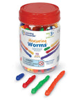 Measuring Worms Counting Toy Set For Kids, 72 Colorful Squishy Worms In Six Colors And Four Sizes with storage bucket