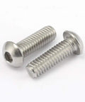 Straight Up Solid 1/4 20 X 1/2 Inch Button Head Socket Cap Screws Crafted From Premium 18-8 Stainless Steel, two screws view.