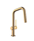 hansgrohe Talis N Pull Down Kitchen Faucet, Modern, Magnetic Hand Sprayer, 1-Handle, 1.75 GPM, Brushed Bronze, 72867141 side view