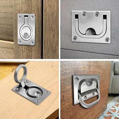 Two Pack Marine Flush Ring Hatch Pull Handles For Boat Decks And Cabinets Recessed 316 Stainless Steel Hidden Pulls Installed