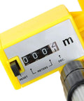 Close-up view of the Keenso Measuring Wheel's yellow digital display showing 4m, perfect for precise measurements.
