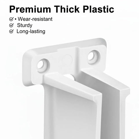 Close-up of Straight Up Heavy Duty White Plastic Wire End Shelf Brackets, showcasing their premium thick plastic material and design.