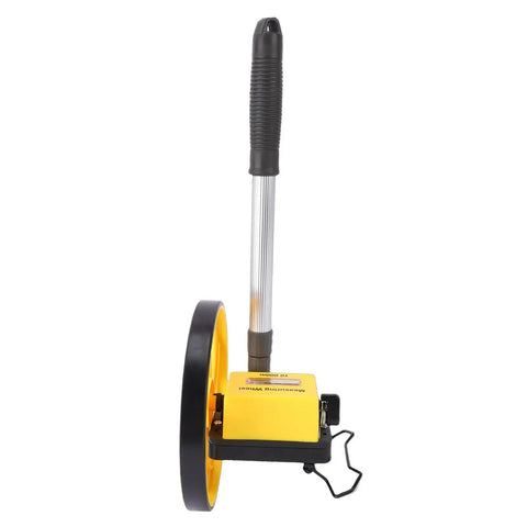 Fauitay 8 Inch Measuring Wheel with Telescopic Pole for Distance shown with a rubber wheel and adjustable pole in yellow and black.