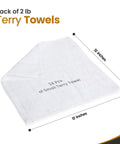White Terry Rags Bulk Pack 12x12 Inches 100 Percent Ring Spun Cotton Multipurpose Cleaning Cloths, folded, 24 pack visible