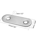 10 Pieces Repair Plates 47mm By 16mm Flat Fixing Mending Corner Brace Bracket Connector Set Silver Tone dimensions