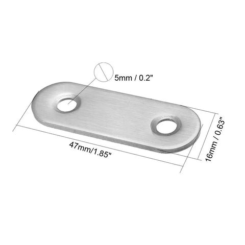 10 Pieces Repair Plates 47mm By 16mm Flat Fixing Mending Corner Brace Bracket Connector Set Silver Tone dimensions