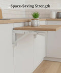 Stainless Steel Wall Mount Foldable Brackets for Floating Shelves and Drop Leaf Tables in kitchen setup
