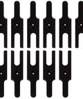 Pro Tier Preassembled Dovetail And Box Joint Router Table Jig Featuring Tough As Nails Hardware Precision Bits And Quick Setup Manual For Straight Shoots And Knockout Drawer Making Jobs: Set of black routing bit templates.