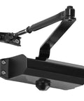 Adjustable Door Closer Kit For 25 To 85 Kg Doors With Quiet Soft Closing Aluminum Alloy Body Smooth Closing Speed Fits 600 To 1200 Mm Wide Doors Mute Door Hardware For Home Or Office shown in black aluminum finish.