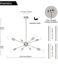 Dope Contemporary Sputnik Chandelier 8 Light Brushed Nickel Pendant Lighting Mid Century Starburst Ceiling Fixture dimensions