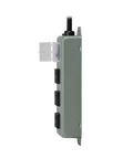 Side view of 3-Outlet Heavy Duty Power Strip With Metal Housing, Mountable Wall Or Under Desk, 9 Ft Cord, On Off Switch Cover