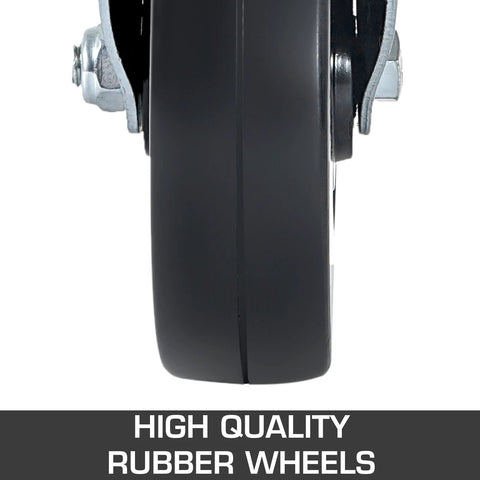 Side view of 4 Pack Scaffolding Caster Wheels 8 Inch By 2 Inch Dual Locking Rubber Swivel Casters 360 Degree Heavy Duty 1100 Lbs