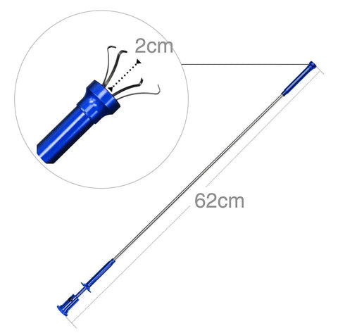 Flexible 24 Inch Claw Pickup Tool With Magnet And Led Light 4 Claws Grabber For Hard To Reach Parts Magnetic Picking Tool For Small Parts Great Gift For Dad Boyfriend Valentines Day Birthday Christmas Blue