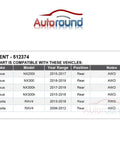 Compatibility chart for Rear Wheel Bearing And Hub Assembly For Toyota RAV4 2006 2018 And Lexus NX 2015 2021 AWD.