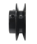 Side view of Single Groove Web Sheave For V Belt, 2.5 Inch Outside Diameter, 0.5 Inch Bore, Cast Iron Pulley