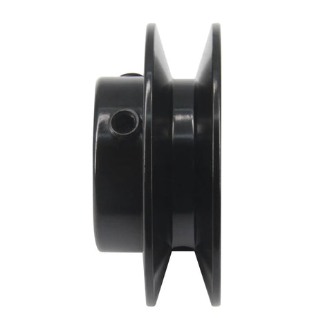 Side view of Single Groove Web Sheave For V Belt, 2.5 Inch Outside Diameter, 0.5 Inch Bore, Cast Iron Pulley