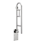 30 Inch Stainless Steel Flip Up Grab Bar With Toilet Paper Holder For Bathroom Safety And Elder Care shown upright on white background