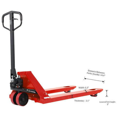 Heavy Duty Manual Pallet Jack With 6600 Lb Capacity Built Tough For Warehouse Grind Featuring 27 X 48 Inch Forks Polyurethane Wheels Comfort Grip Handles And Oil Leak Proof Hydraulics
