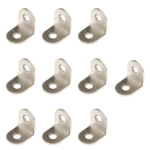 Ten Piece L Angle Corner Bracket Set For Shelves And Furniture Frames Heavy Duty 90 Degree Steel Corner Connectors, 20x20x16mm