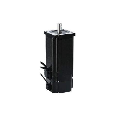 Four Set Nema 34 Closed Loop Stepper Motors With Brake, 6A Peak, 4.5Nm, 8.5Nm And 12Nm Torque, Packed With HBS860H And HBS86H Drivers, 400W 60V Power Supply, Boss Grade CNC, 3D Printers, Carving Machines, And Automation. black NEMA 34 closed-loop stepper motor with brake and shaft for CNC use