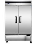 Pro Level Commercial Reach In Freezer With A Rock Solid Bottom Mount Compressor For Quick Service In Sweltering Prep Zones, 44.7 cu ft stainless steel exterior