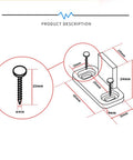 Diagram of 4 Pack POM Plastic T Shape Adjustable Sliding Barn Door Floor Guides With Screws White Finish Ideal For Bottom Of Sliding Doors