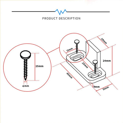 Diagram of 4 Pack POM Plastic T Shape Adjustable Sliding Barn Door Floor Guides With Screws White Finish Ideal For Bottom Of Sliding Doors