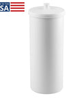 Freestanding Toilet Paper Storage Holder With Lid For 3 Extra Rolls White Floor Stand Organizer For Bathroom Discreet Modern Design