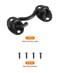 Two Pack 2 Inch Hook And Eye Latch For Privacy Stainless Steel Barn Door Lock Hardware For Windows Cabinets Sliding Doors Bedroom And Bathroom Black Finish Built To Last