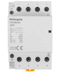 Front view of 4 Pole 63A AC Contactor With 110V 120V Coil 4NO Contacts 230V Ue 500V Ui 35mm DIN Rail Mount Beefy High Current Switch