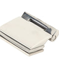 304 Stainless Steel Curved Glass Door Hinge Single Sided For 8 To 12mm Tempered Glass with a polished finish for bathroom use.