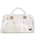 Front view of 20 Inch Heavy Duty Canvas Tool Tote For Painters Carpenters And Builders With Rugged Zipper And Reinforced Handles In White