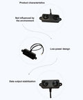 Ultrasonic Distance Sensor 3.3V-5V with ABS housing showing front view with cables for high range detection in industrial automation.