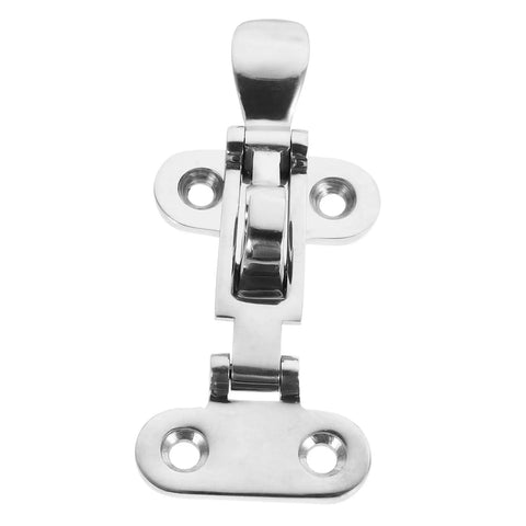 Stainless Steel Marine Catch Latch And Hasp Lock Set Silver 11.5x4.9cm For Boat Cabinets With Saltwater Resistance And Durable Heavy Duty Toggle Clamp Style Installation For Secure Seaworthy Doors. Front view