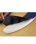 Relief Gel Toilet Seat Cushion For Seniors And Disabled, Round Open Front 16x14 Inch, showing adhesive discs and blue gel pad