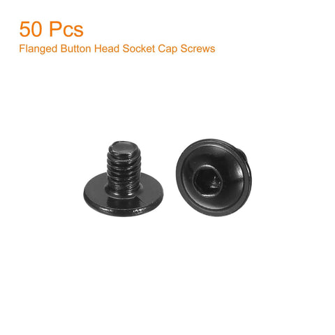 Heavy Duty M4 X 4Mm Flanged Button Head Socket Cap Screws 50 Pack 304 Stainless Steel shown with hex socket and flange.