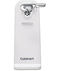 One Touch Electric Can Opener With Sharp Cutting Blade Easy Clean Detachable Lever Non Slip Base White Finish front view